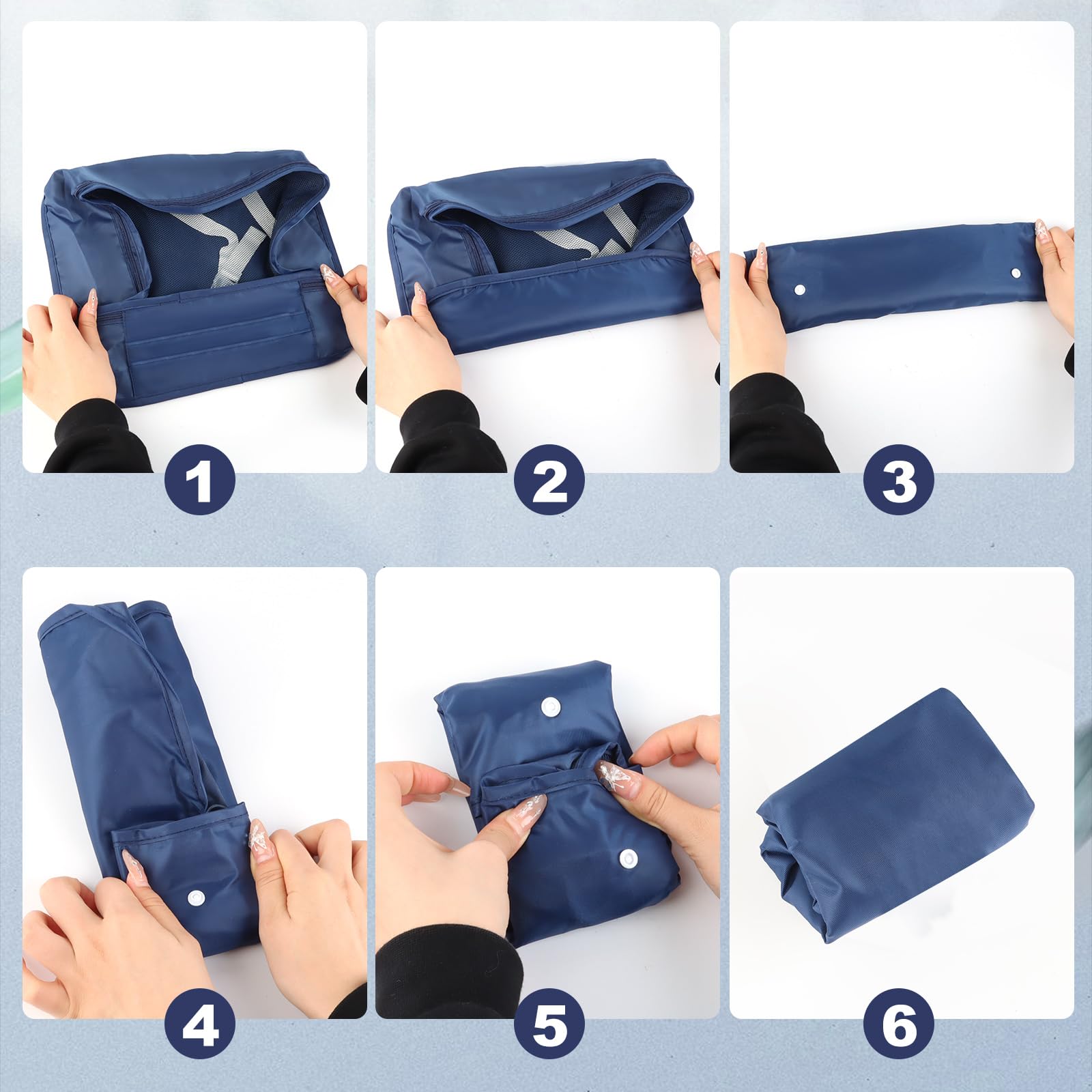 Set di 7 organizer per valigie, borse, organizer per valigie, per vacanze e viaggi, cubi da viaggio (blu scuro)