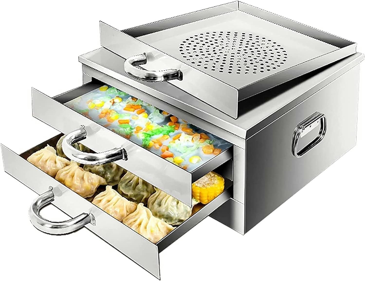 Rice Steamer, 2-Layer Steamer, Stainless Steel Steam Rice Roll Machine, Household Cuisine Cookware