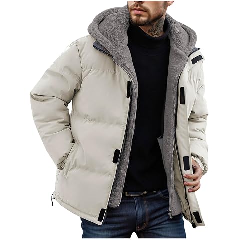 Men Winter Coats Heavyweight Long Sleeve Hooded Jacket Puffer Full Zipper Down Hoodie 2025 Winter Warm Outwear