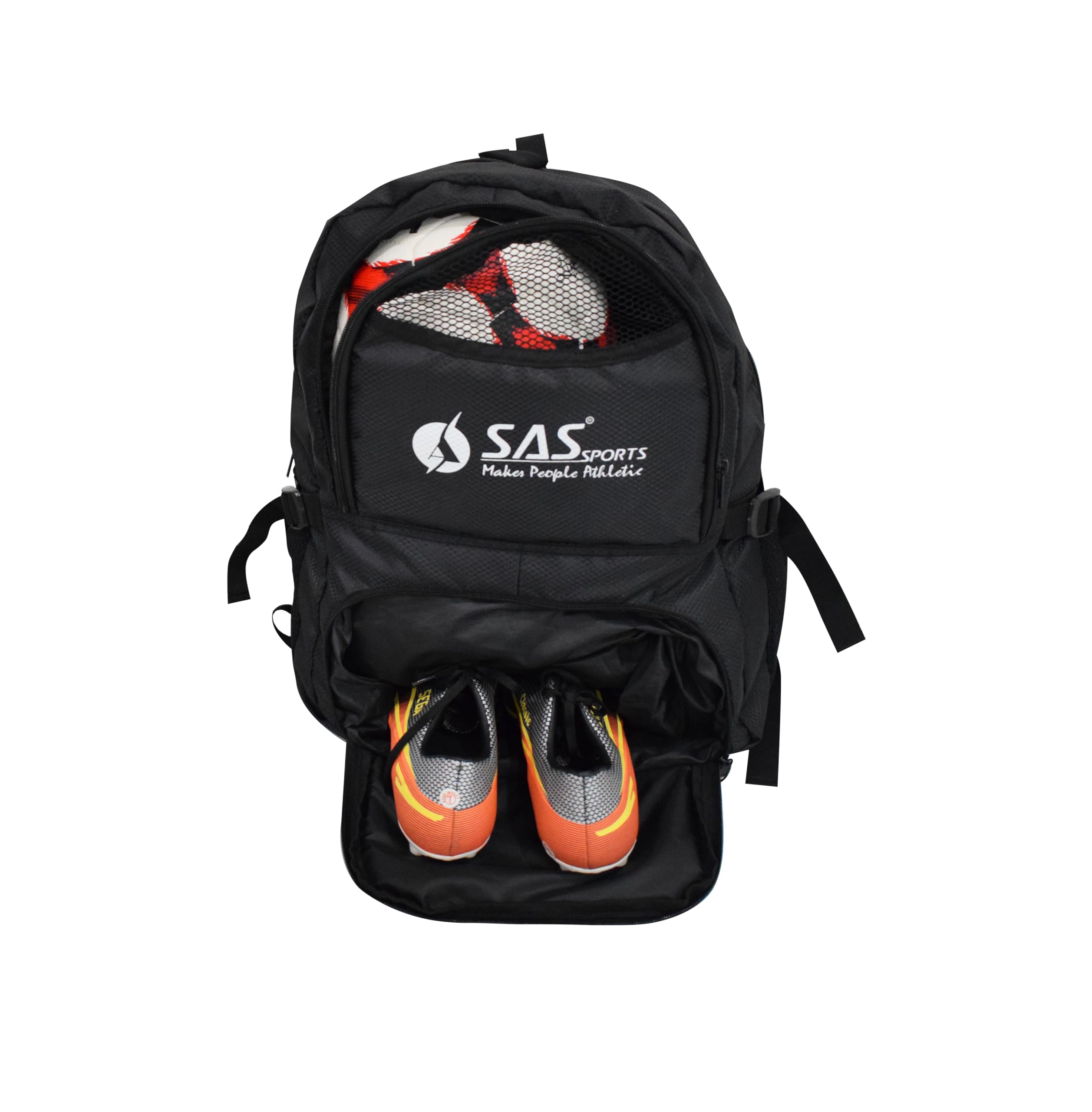 SAS SPORTS Football Backpack, Soccer Ball, Gym, Basketball, Volleyball, Bag Club (Black)-picture-38
