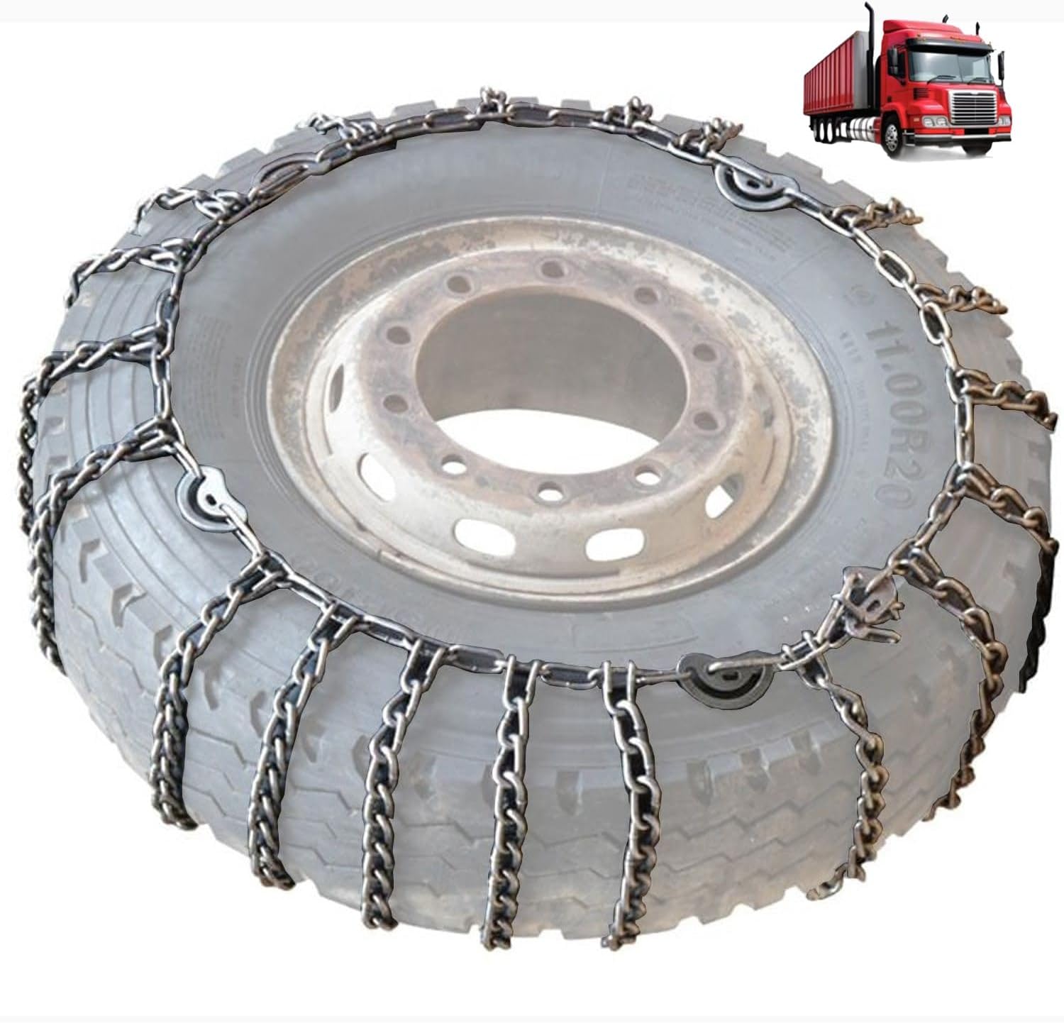9mm Set of 2 Heavy Duty Snow Chains for Suvs and Cars Skid Traction Chains High Strength Manganese Emergency Use for Tire Reliable in Mud 7.50-16 2pcs 295/70R22.5