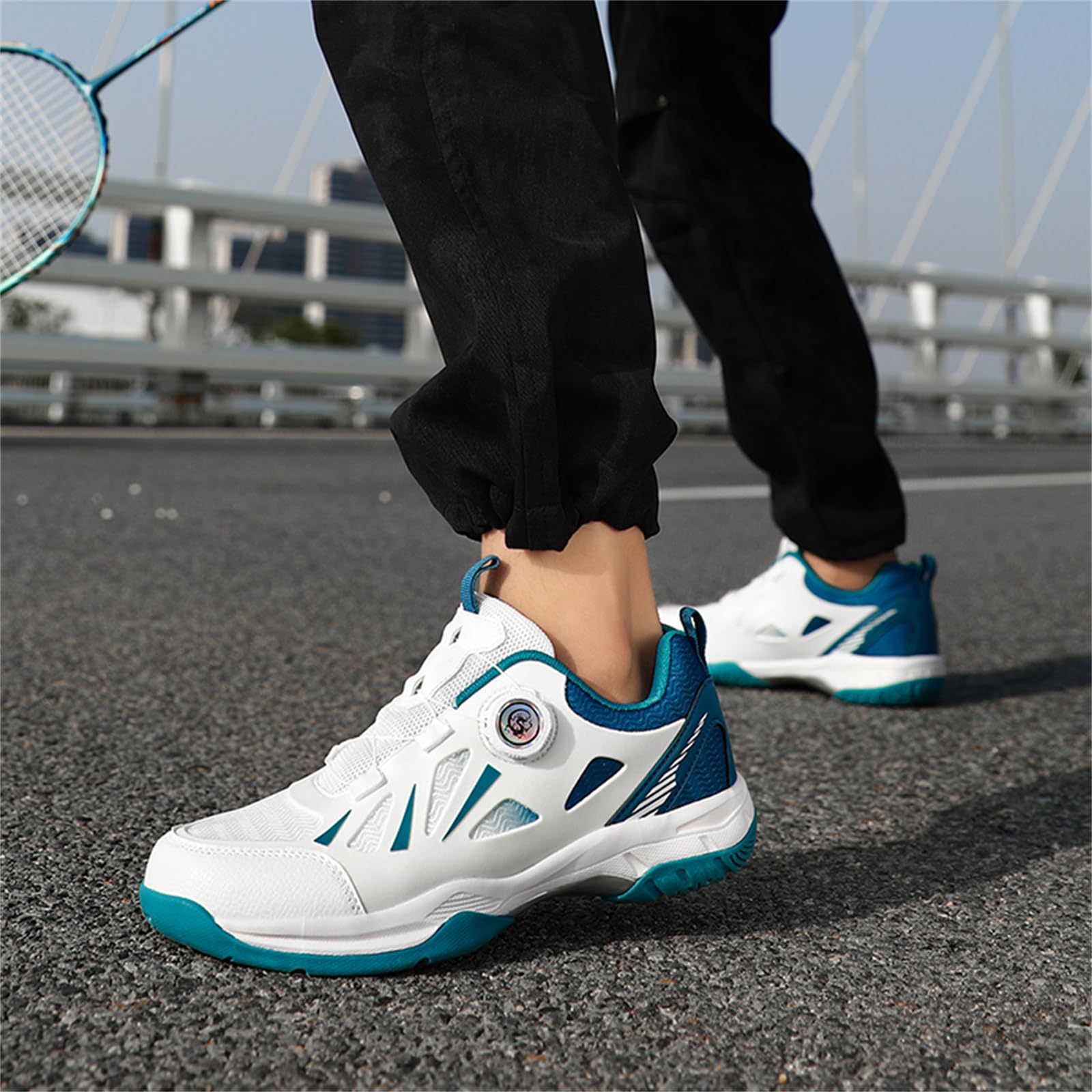JiuQing Męskie buty do badmintona pickleball tenis buty sportowe lekkie antypoślizgowe buty do fitnessu