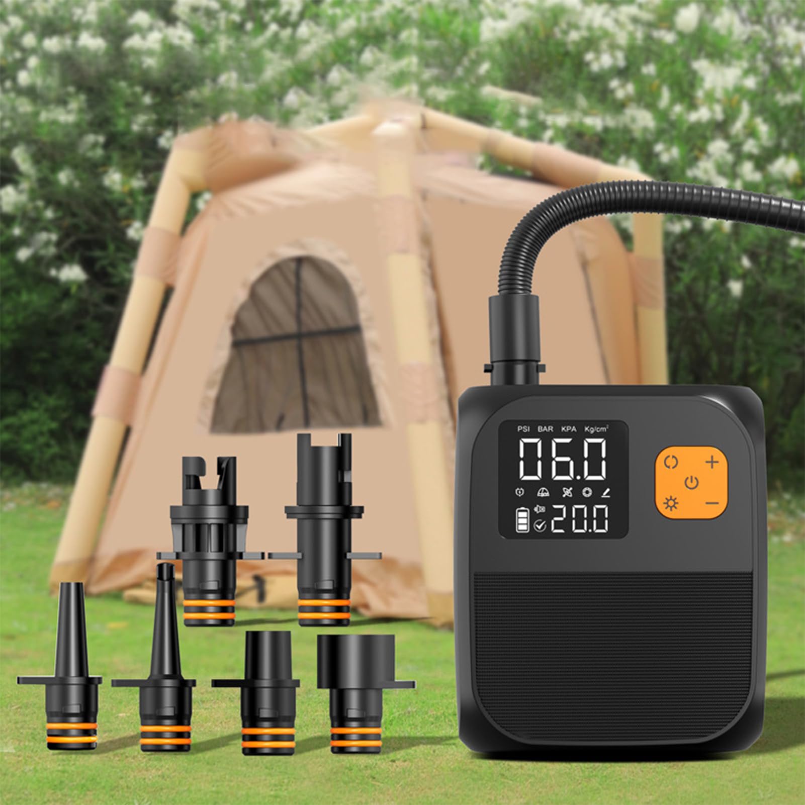 Pomba de Palette Pompe à air électrique 25 psi pour kajak & | Pompe de Voiture Gonflable sans Fil pour Sports de Plein air, Camping et Aquatique | Pompage Rapide avec écran numérique, Bat