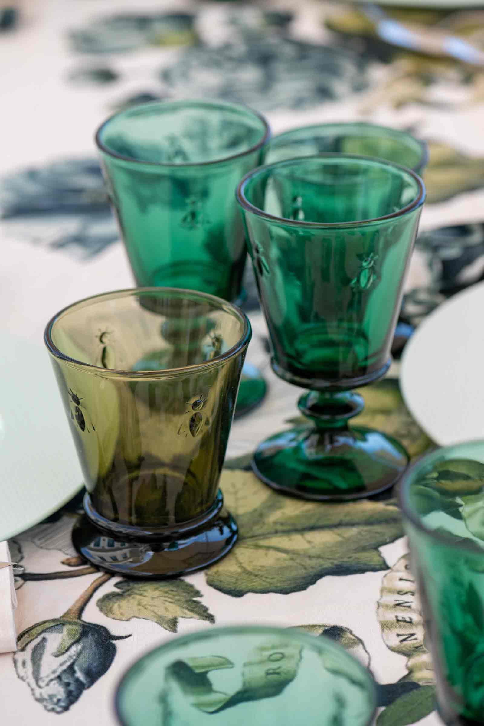 La Rochère Weingläser Biene/Abeille 6er Set, 240 ml, Farbige Weißweingläser mit Bienen-Motiv, Glas, Spülmaschinenfest, Smaragdgrün