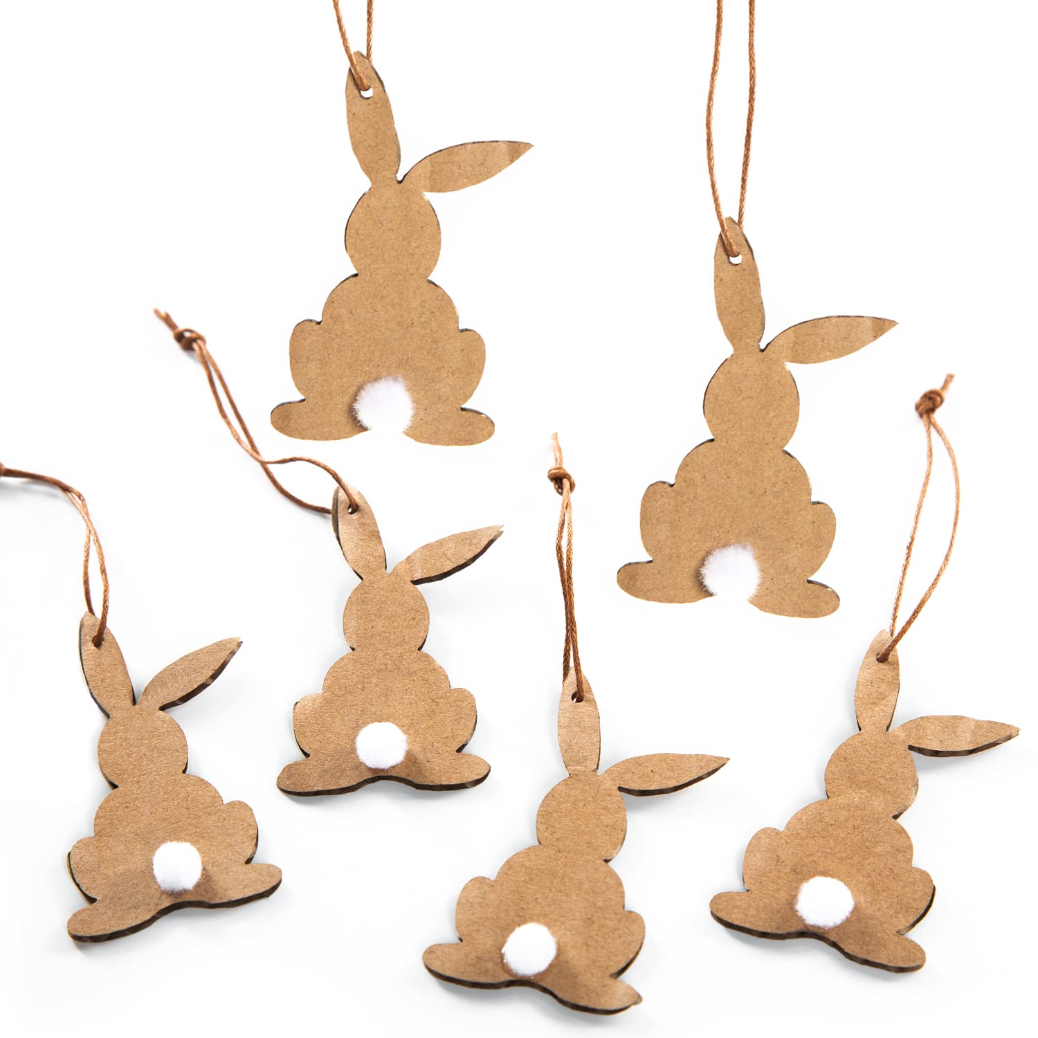 Logbuch-Verlag Easter Tags Made of Kraft Paper, Set of 6 Easter Bunny Decoration for Hanging, Easter Decoration with String for Easter Shrub & Gifts, Timeless Easter Decoration, Easter Bunny Pendant