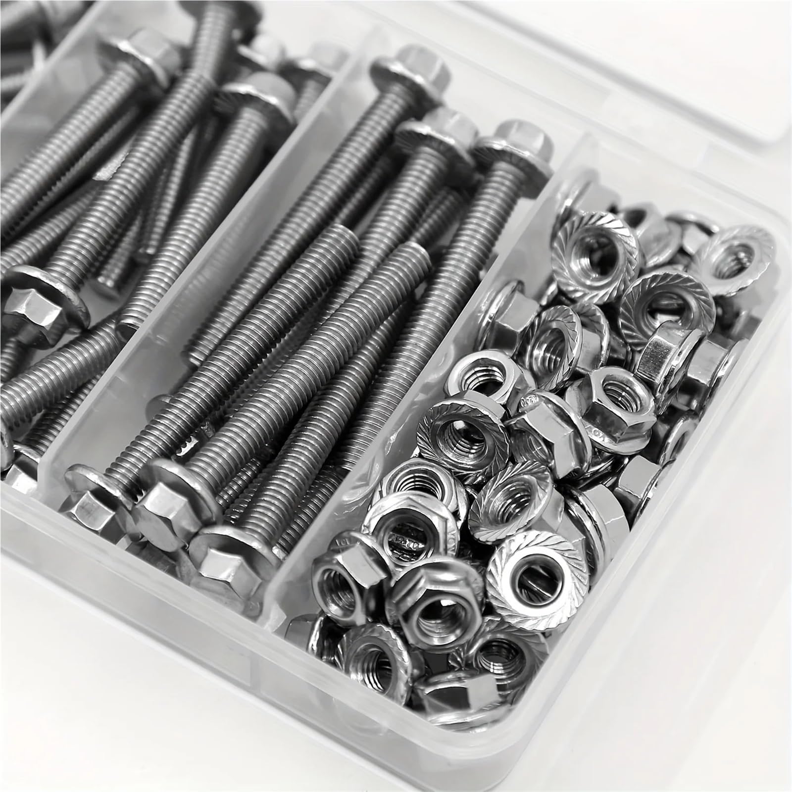 Kit di 112 bulloni e dadi a testa esagonale flangiati in acciaio inossidabile M6 304 da 10 mm, 20, 30, 40 50 Set di Viti e Bulloni