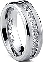 Metal Masters Titanium Men's Wedding Band Engagement Ring 9 large Princess Cut 8MM