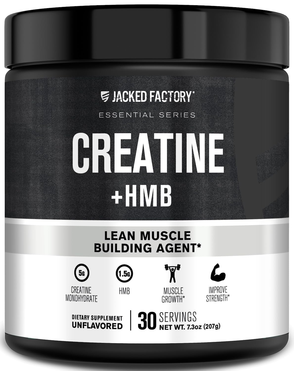 Jacked Factory Creatine HMB Powder Supplement with Creatine Monohydrate & HMB for Men & Women for Muscle Growth, Increased Strength, Enhanced Energy - 30 Servings, Unflavored