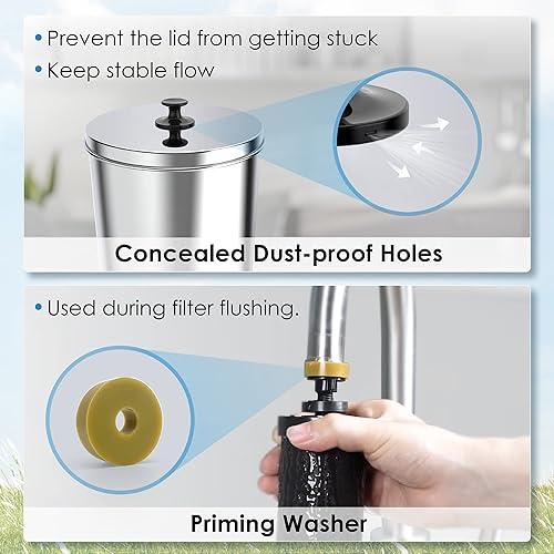 Miniatura 7 de Waterdrop Sistema de filtro de agua alimentado por gravedad, sistema de filtro de acero inoxidable de 2.25 galones, con 2 filtros, espita metálica y