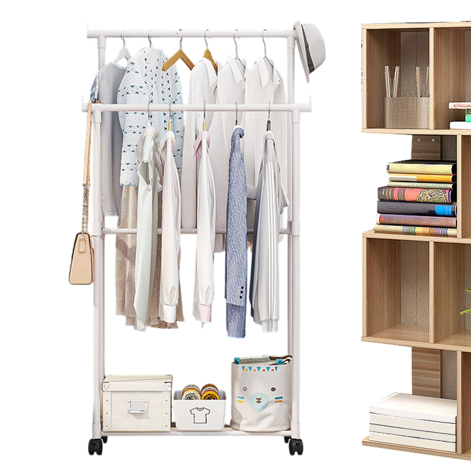 Generico Stendibigli Per Abiti, Resistente Con Rotelle, Organizzatore per Camera da Letto Lavanderia Garage Guardaroba e Bagno Commerciale