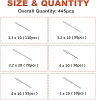 Vista 2 de OCR Remaches ciegos de aluminio de 445 piezas, 6 tamaños, remaches de aluminio, cúpula de remaches pop, kit surtido de remaches de extracción