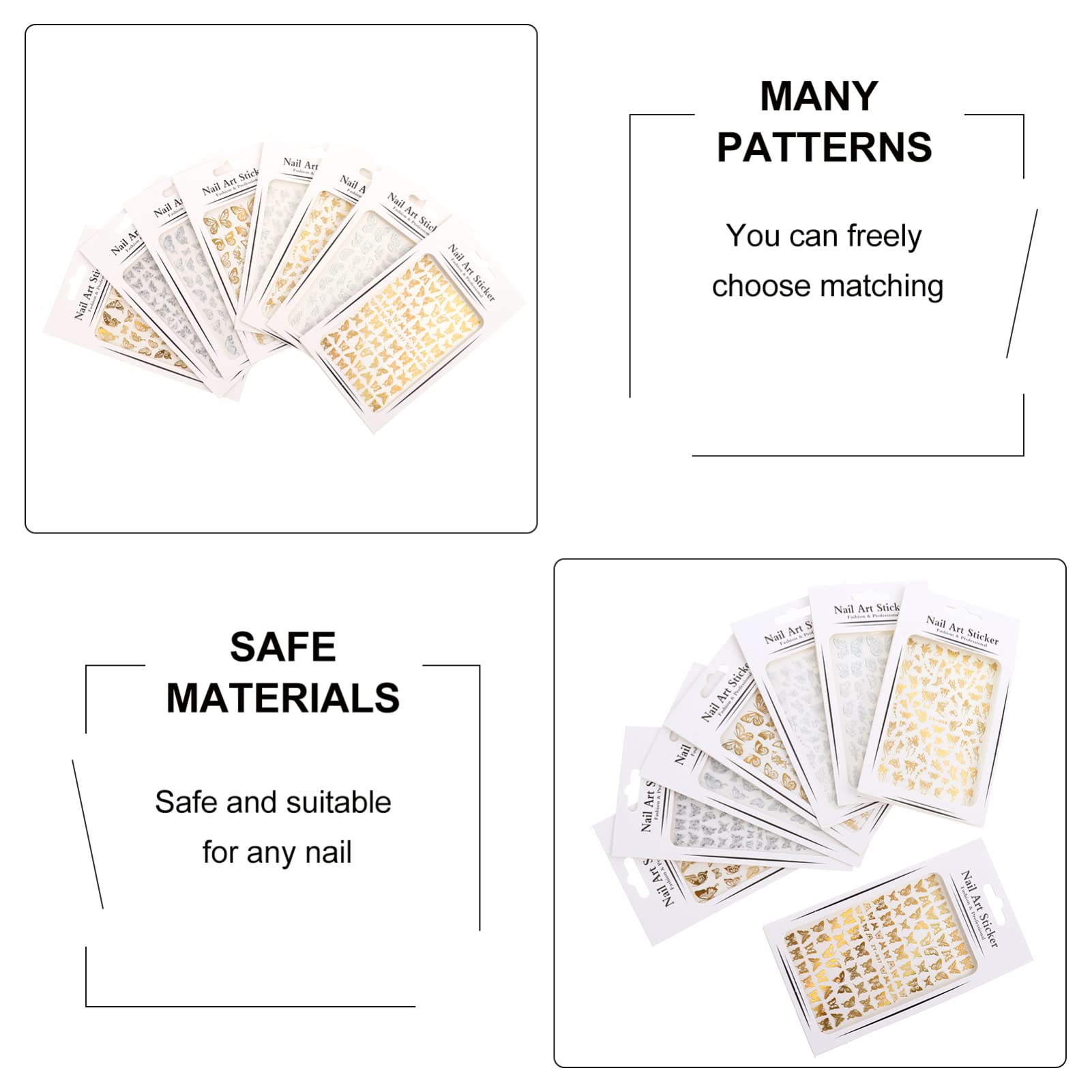 3 Set Adesivi Per Unghie Tema Farfalle Decorazioni Per Manicure Per Nail Art Te Stili Variabili Per Personalizzare Unghie E E Famiglia 8 Fogli*3