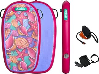 FunWater Bodyboard - Beach Boogie Board - Ultra Lightweight PVC Core Boogie Board for Beach and Pool,with Wrap Wrist Straps, Foldable, Perfect Surf for Teens and Adults