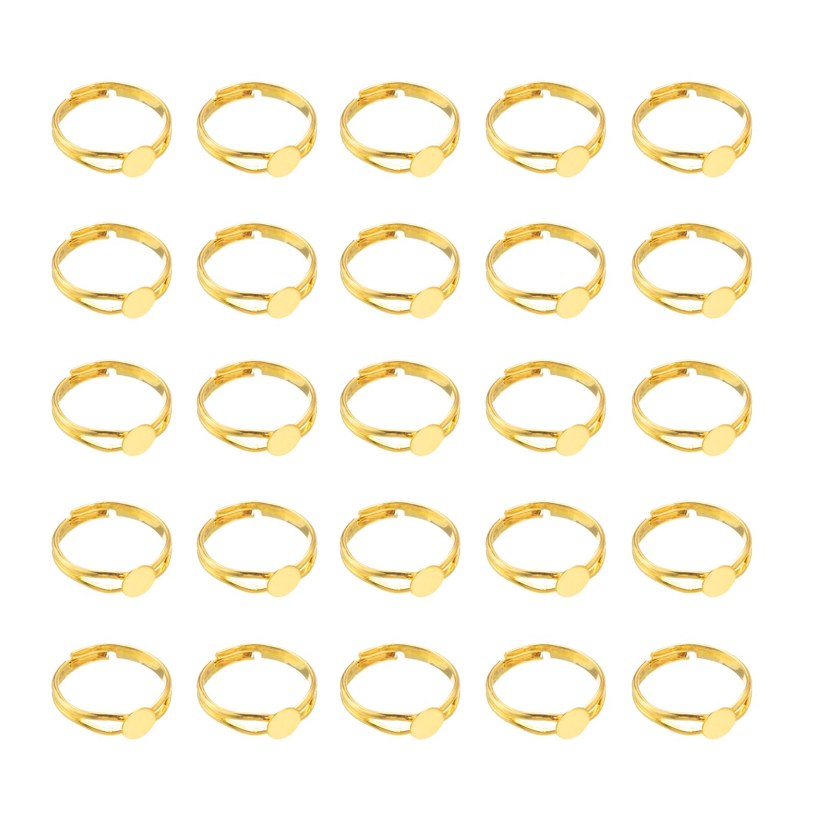 sourcing map Adjustable Blank Rings for Jewelry Making, 40 Pcs 6mm Adjustable Flat Blank Ring Base for Men Women DIY Crafts Jewelry Findings Components Birthday Wedding, Gold Tone