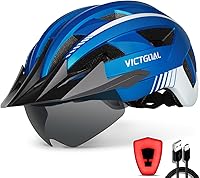 VICTGOAL VG112 Bike Helmet: USB Rechargeable Rear Light, Magnetic Goggles, Removable Visor for Adult Men Women MTB Road Cycling