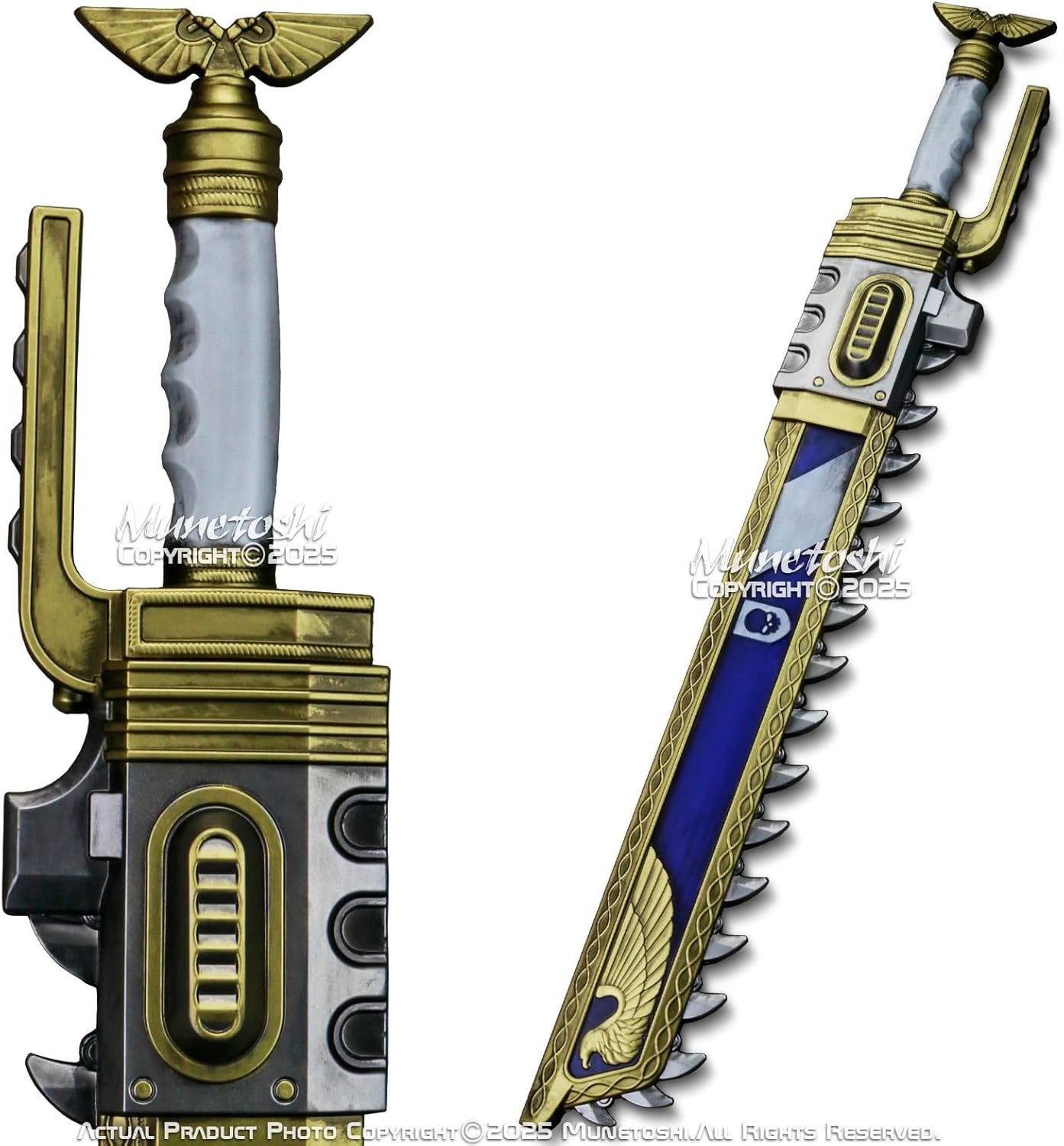 Munetoshi 39.5" Foam Warrior Chain Sword 40k Iron Saw Anime Hammer Cosplay Costume Prop Space Gold