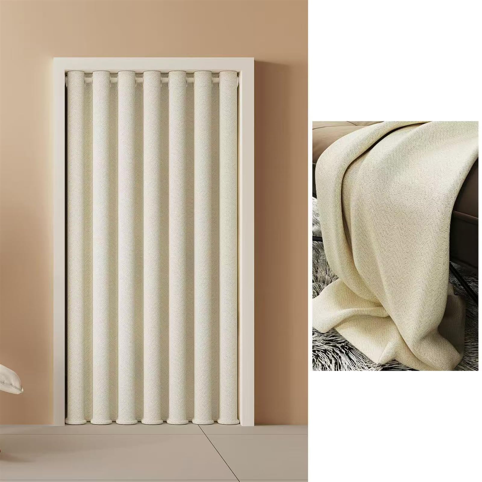 Verdunklungsvorhänge, Türvorhang Blickdichte Tür Vorhang mit Ösen Thermo Kälteschutz Hitzeschutz Schallschutz für Schlafzimmer Wohnzimmer, Creme, H200 x B230 cm