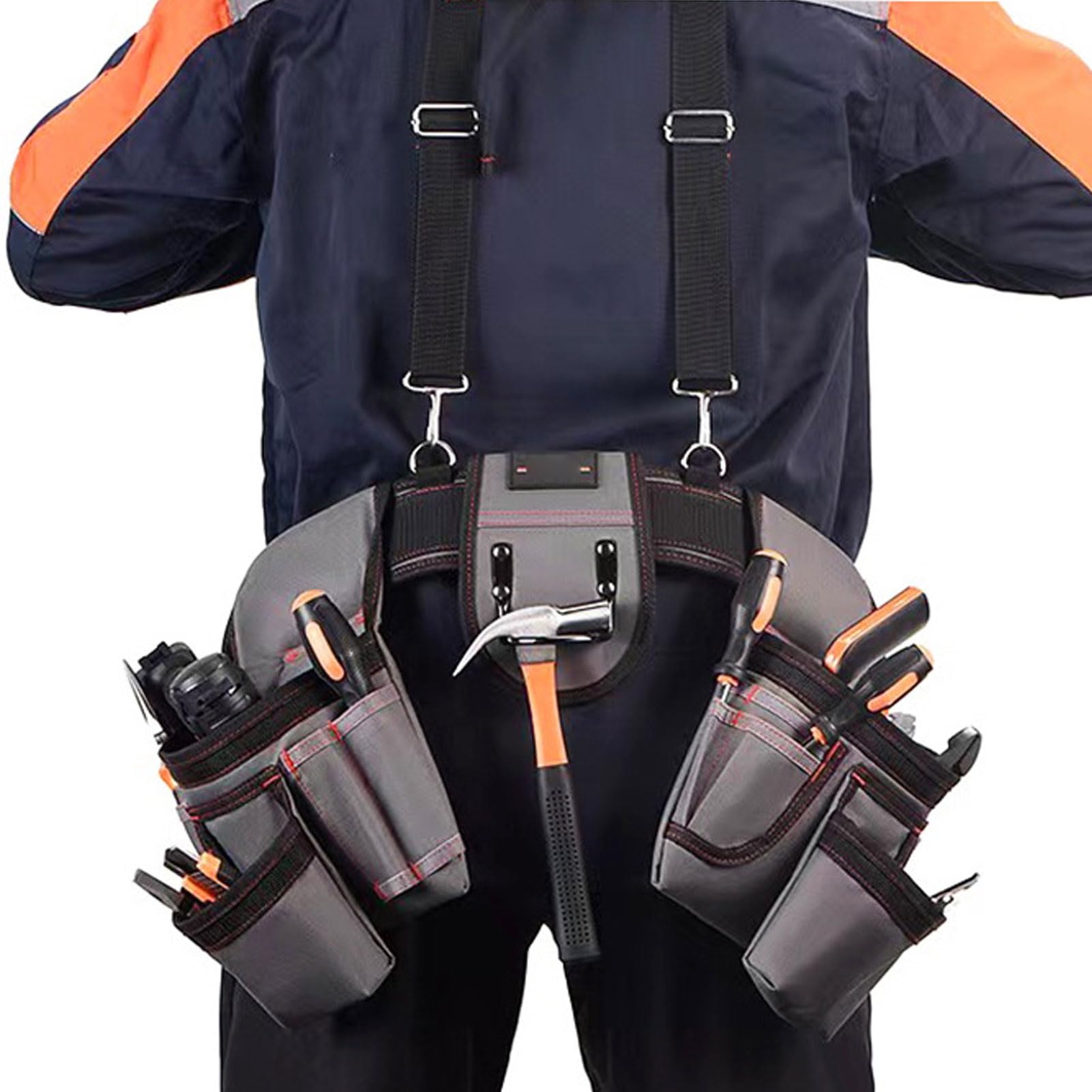 CHICIRIS Ceinture à Outils Professionnelle, Organisateur Multi-poches Réglable et Robuste pour les Travailleurs de la Construction, Tissu Oxford, 1 unité