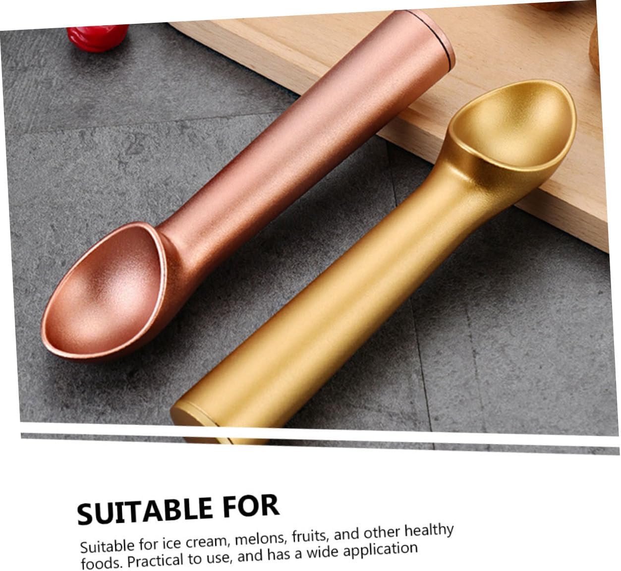 4pcs Aluminum Ice Cream Ball Scoop Pink Dessert Spoon Melon Masher for Home Commercial Use