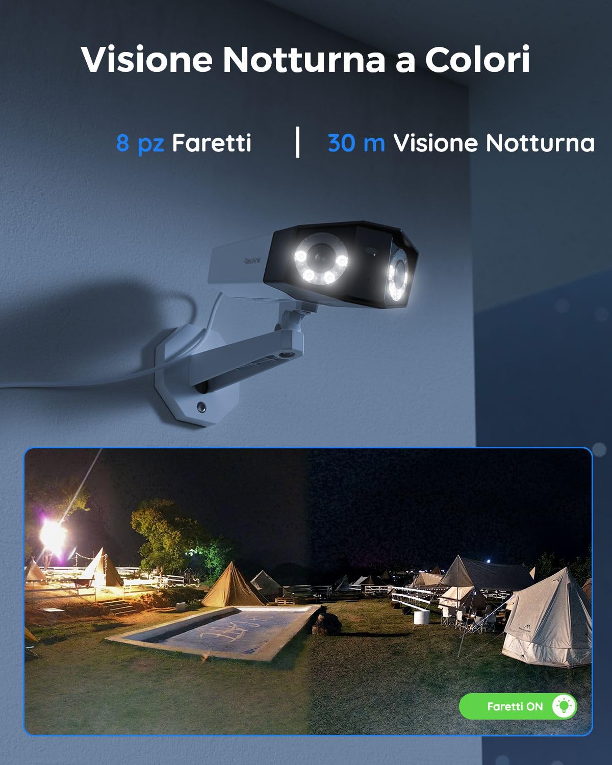 Reolink PoE 4K Telecamera Esterno a Doppio Obiettivo, Grandangolo 180°, Rilevamento Uomo/Veicolo/Animale, Audio Bidirezionale, Visione Notturna a Colori 30 metri, Videocamera Sorveglianza, Duo 2 PoE