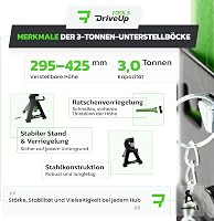 DriveUpTools 3 Tonna Autó Emelőállvány Pár - 280-420mm Emelési Magasság 3