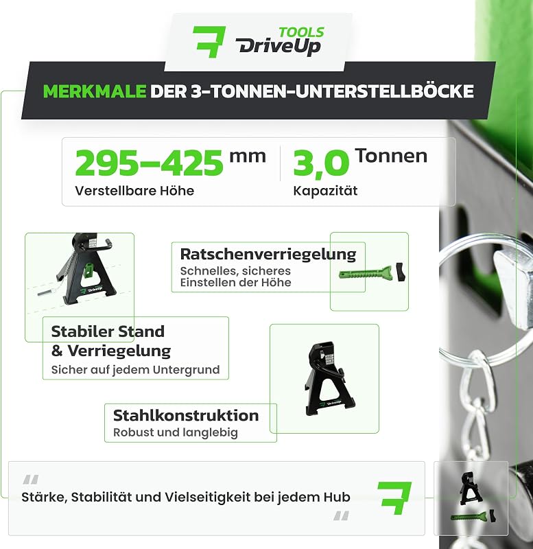 DriveUpTools 3 Tonna Autó Emelőállvány Pár - 280-420mm Emelési Magasság