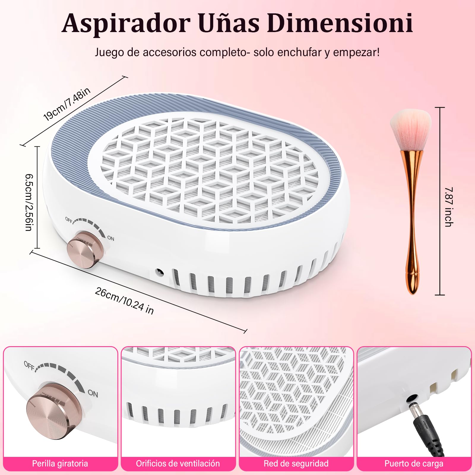 Aspirateur Ongles Professionnelle 4500RPM Aspirateur Manucure Portable Aspirateur Poussière Ongle Aspirateur Table Ongle pour la Manucure au Salon ou à la Maison