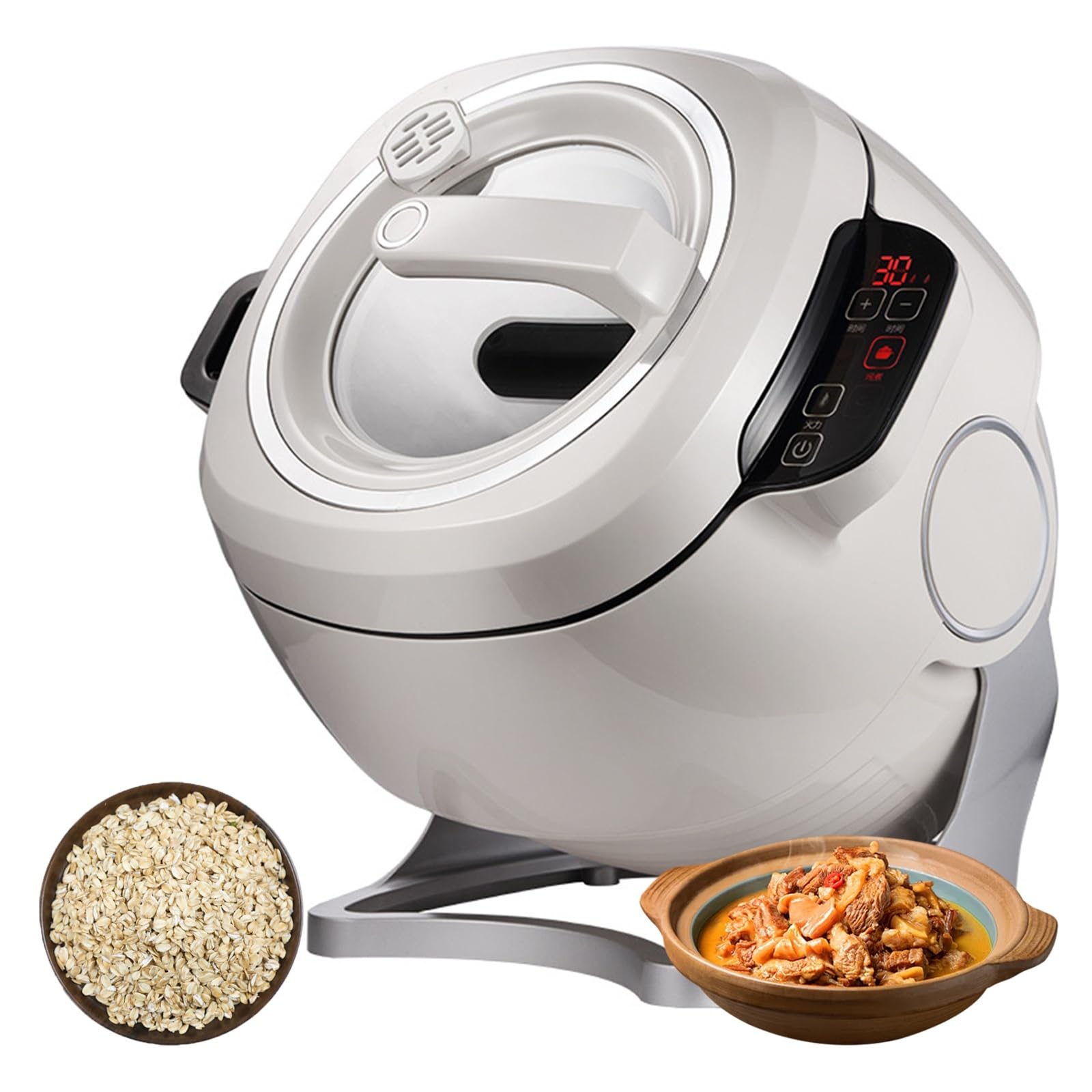 Automatic Cooking Machine 5.45 Quart 360° Rotation Pot Commercial Auto Stir Fry Machine for Cooking &amp; Stewing, Rice Cooker for Stir Frying Stewing with Smart Touch