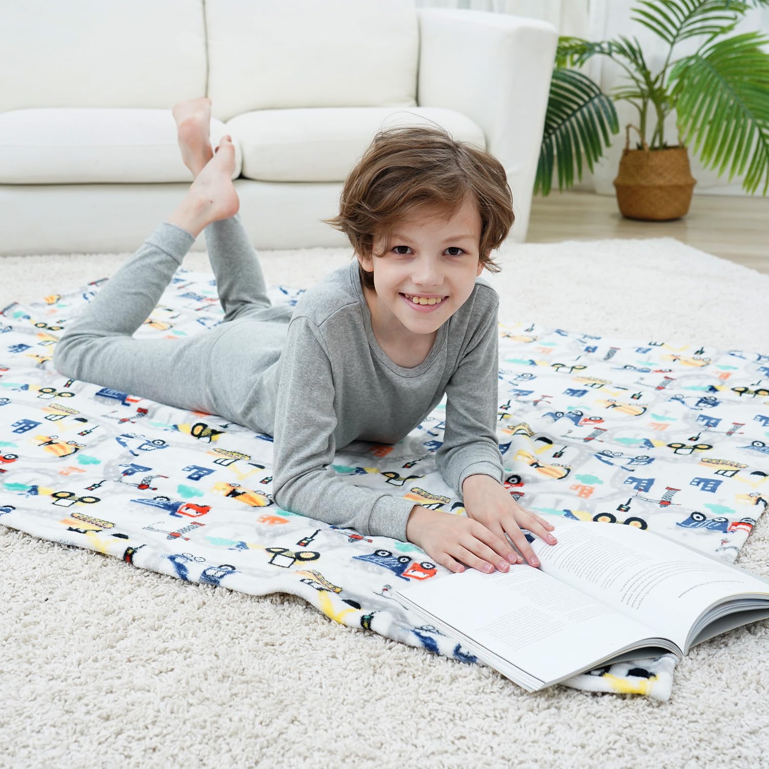 softan Coperta da camion per bambine, coperta per ragazzi e ragazze, morbida flanella, coperta per divano, letto, regalo di compleanno per bambini, 130 x 150 cm