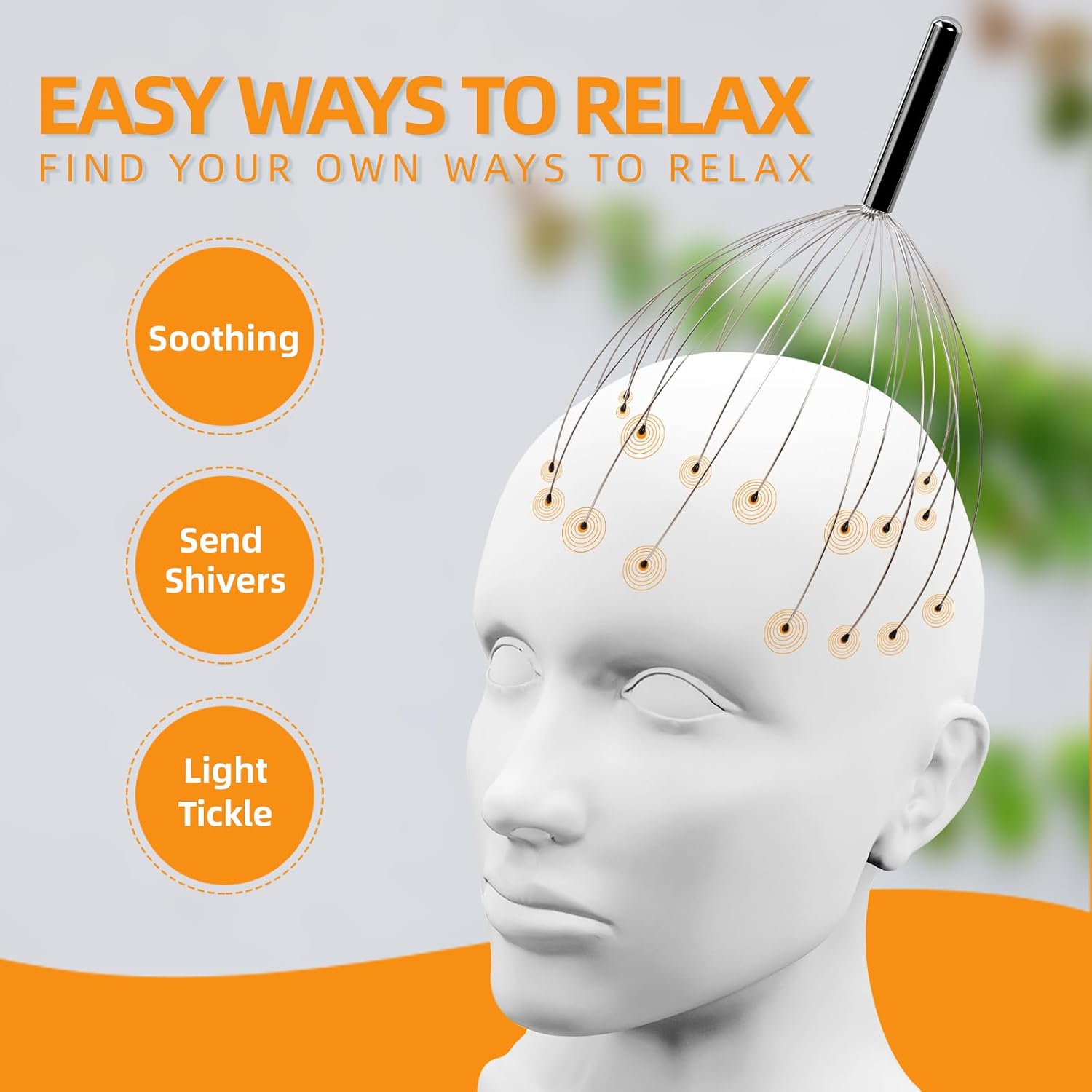 YEZY Head Massager 28 Fingers Head Scratcher Scalp Massager, Back Scratcher, Stocking Stuffers for Scalp Massage Back Massage (Black)