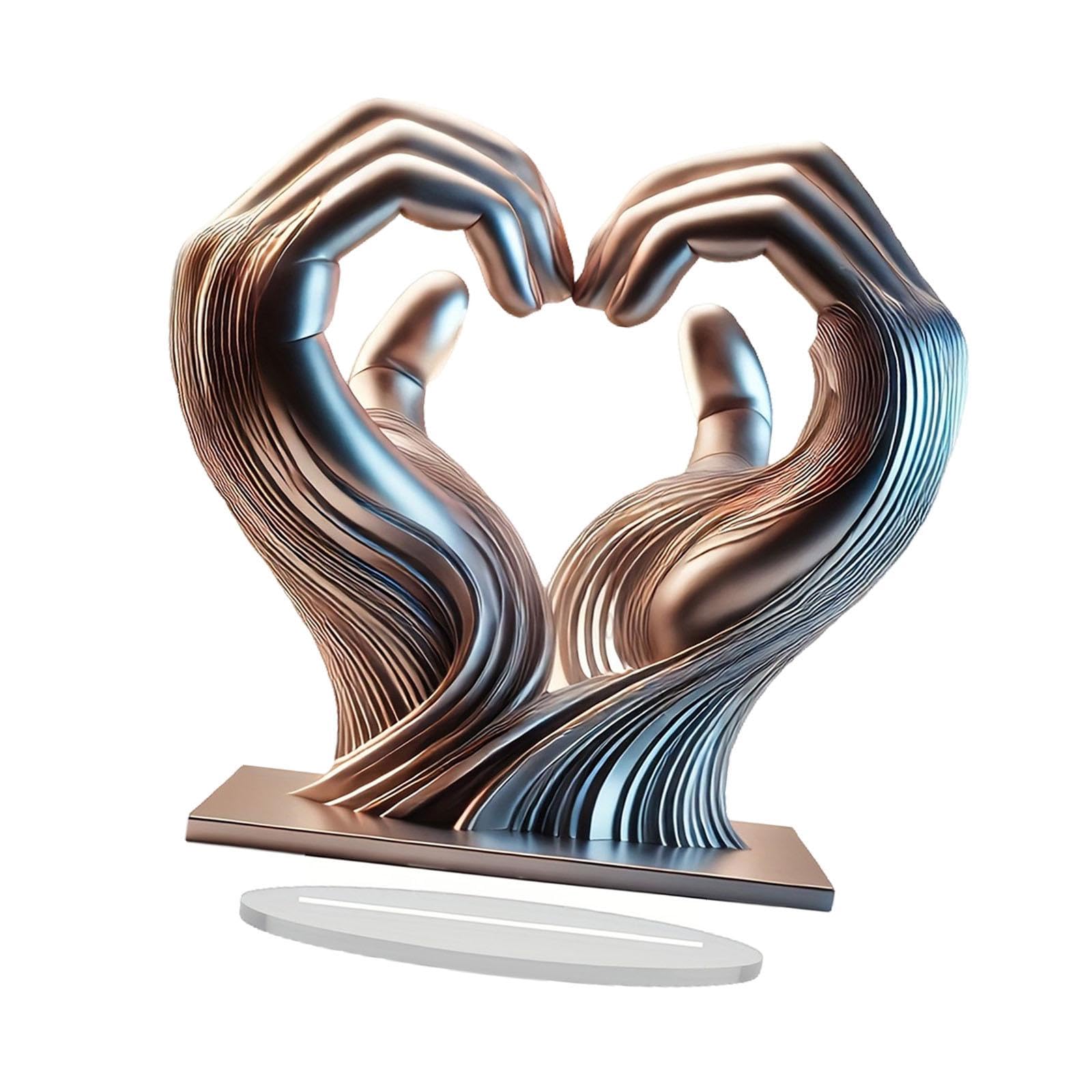 Colcolo Figura de Gesto de Mano, Estatua de de Amor, Escultura de corazón, Figura de Escritorio para el día de San Valentín, estantería de Oficina,