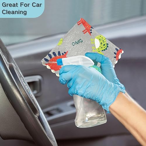 Miniatura 7 de Cute Dinosaur Colorful Soft Print Kitchen Microfiber Towels Absorbent 6 Pack Cooking Towels for Restaurant Table