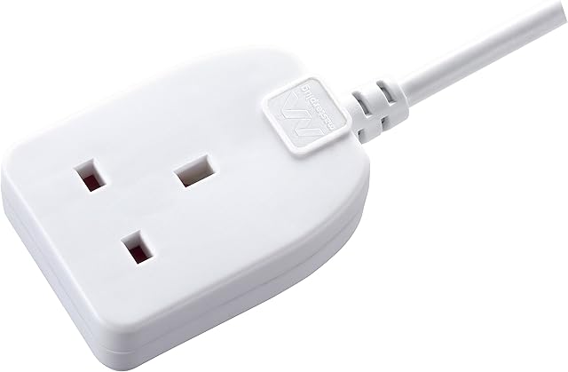 Masterplug BOG5-MP Single Socket Long Extension Lead, 5 Metres, 13 Amp, White