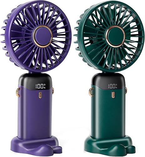 Miniatura 14 de Ventilador portátil de mano, 12 horas, Ventilador portátil actualizado de 3200mAh con pantalla LED, plegable 90°, viento de 5 velocidades,