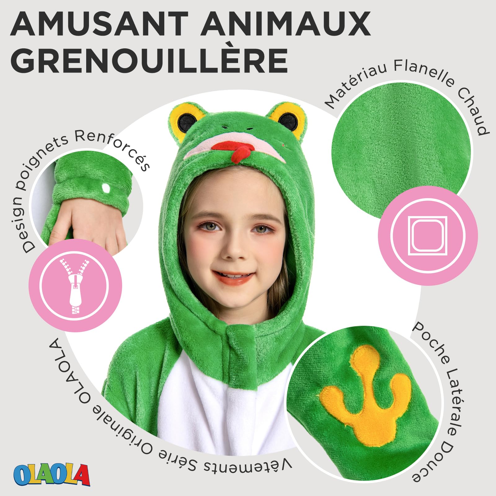OLAOLA Combinaison Pyjama Garçons Filles Animaux Costume Unisexe Enfant Onesie Carnaval Halloween Cosplay Deguisement Kigurumi Pyjamas Fête Vêtements de Nuit