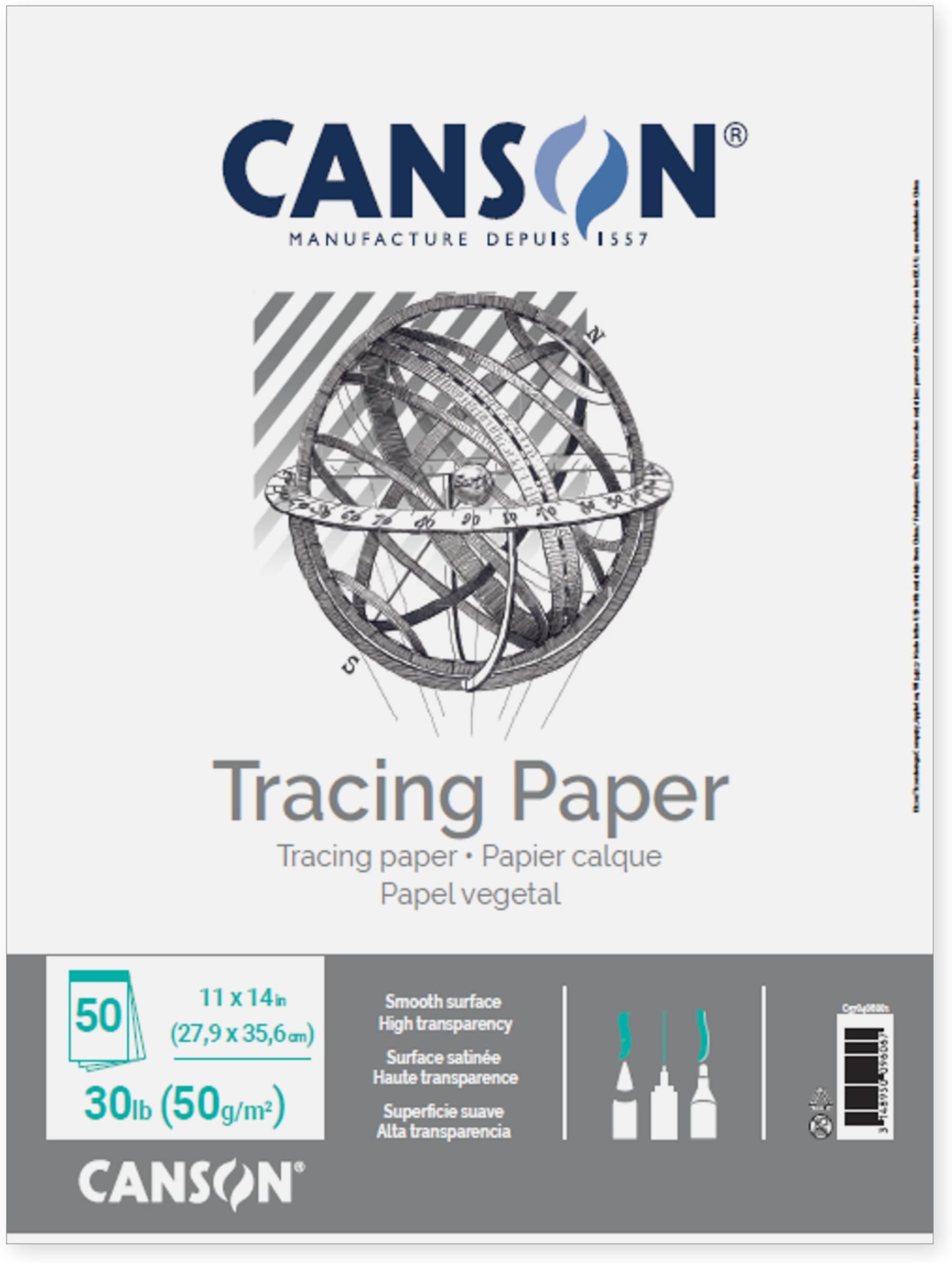 Canson Artistシリーズ ペーパートレースパッド、ホワイト。