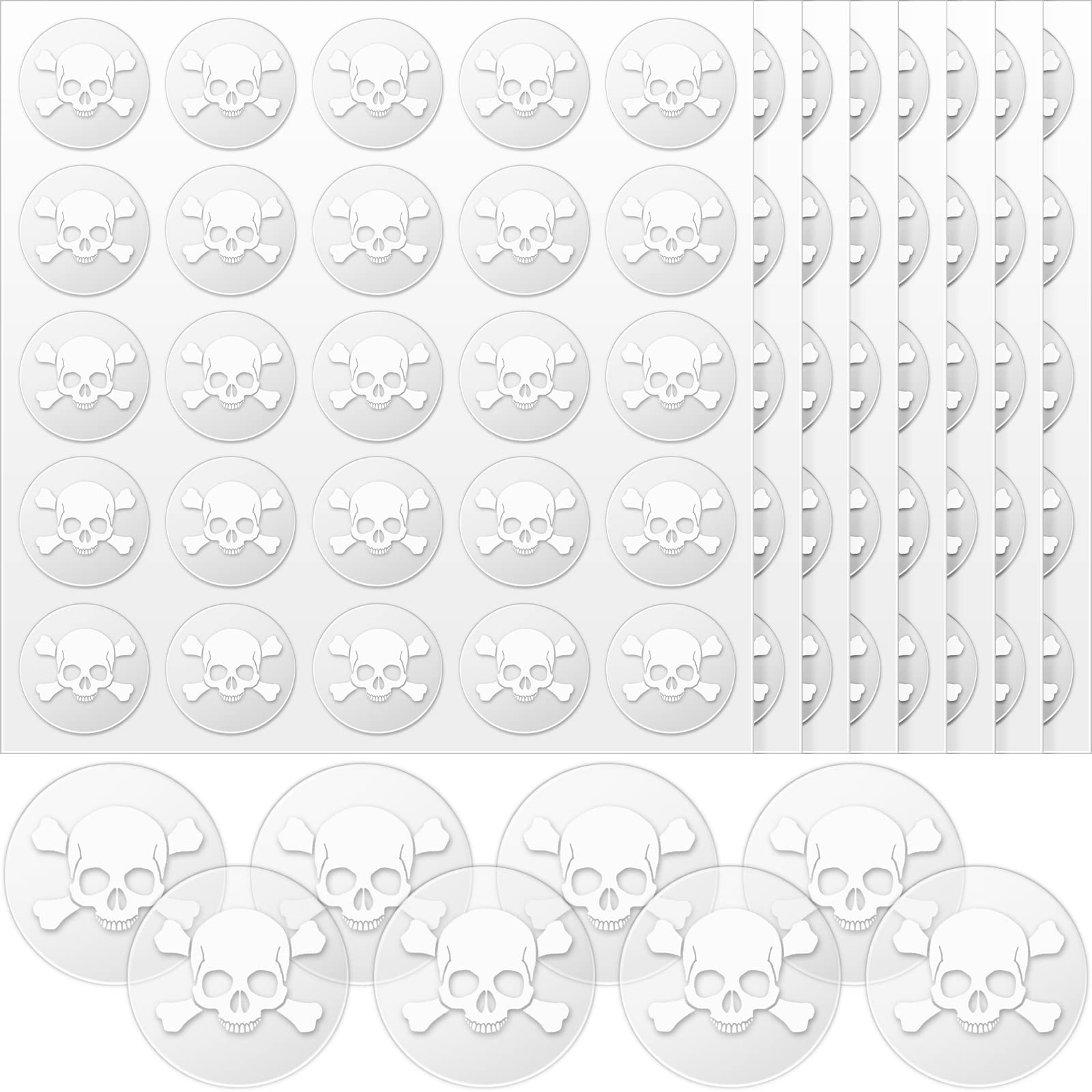 Leinuosen Helmet Stickers Football Baseball Helmet Decals 1-1/8 Inch Vinyl Sports Football Decals Self Adhesive Hockey Stickers for Hockey, Lacrosse, Batting(Clear Print White,Skull)