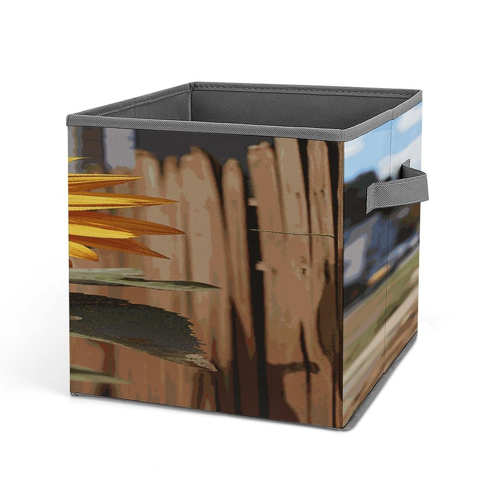 Fodpand Style Farm Sunflower Storage Cubes Foldable Decorative Fabric, Storage Bins Baskets With Handles, Closet Organizers And Storage For Home, Office,Closet, Clothes