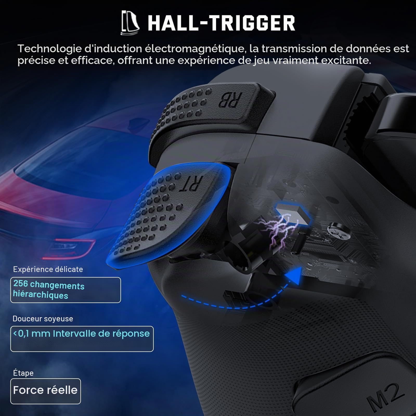 Joso Manette de jeu mobile cloud pour iPhone 16/15/14, iPad, tablette, Android/PC/Switch/manette de jeu avec fonction turbo, streaming sur PS4/Xbox/PC, effet Hall/déclencheur Hall Noir