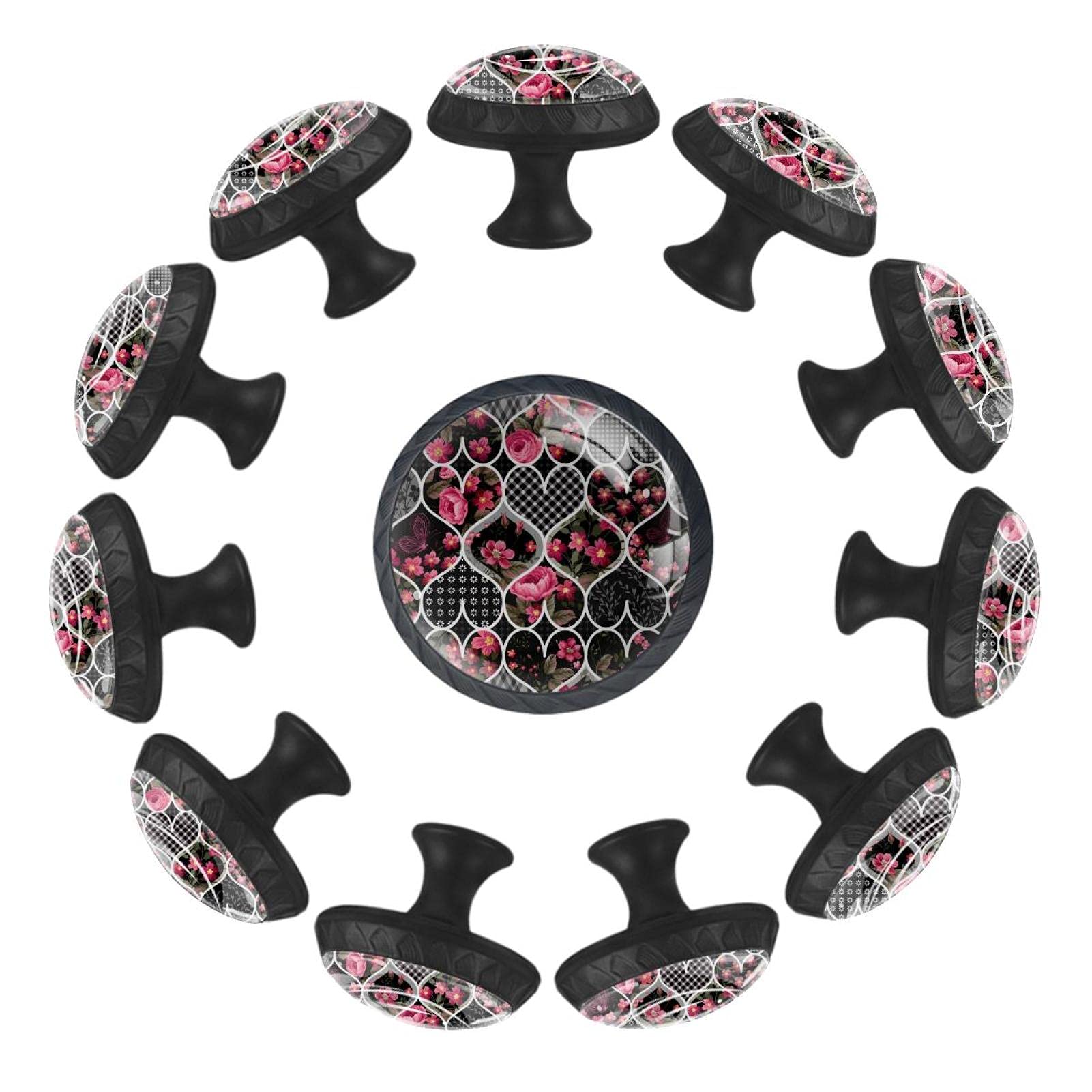 Boutons de tiroir ronds 35 mm avec motif fleur pour poignée de commode et meuble de crèche