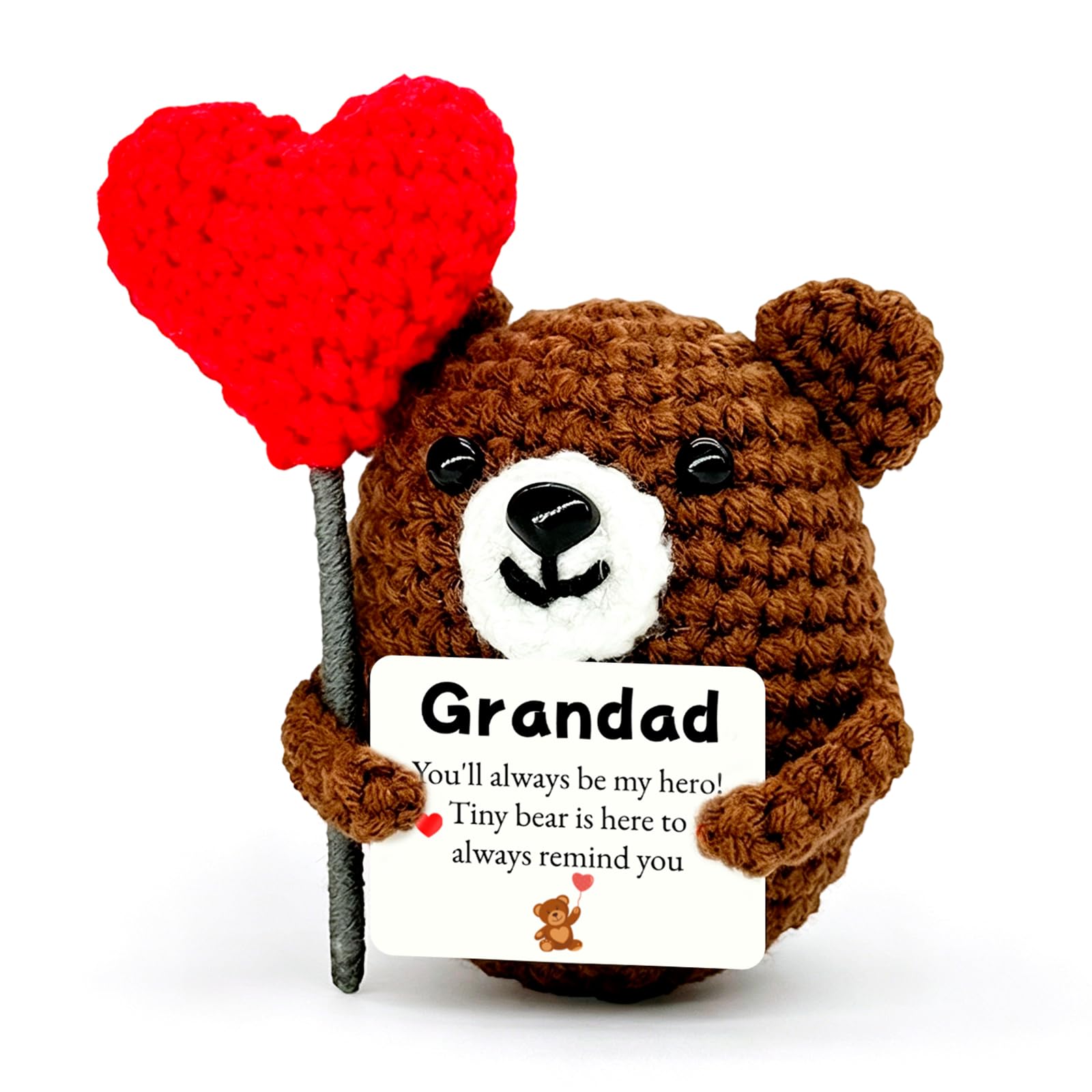 poweybshin Handmade Crochet Bear - Best Grandad Gifts for Birthday, Father's Day or Christmas - Unique Presents for Grandfather - Heartfelt Gifts for Grandad - Grandad Presents