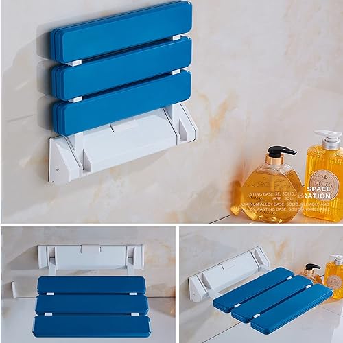 Miniatura 4 de Banco de asiento de ducha plegable, taburete de seguridad para baño, baño, silla de pared de hojas caídas para baño, inodoro y hotel, capacidad de
