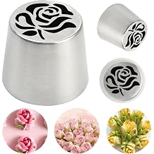 1pack Extra Large Stainless Steel Rose Petal Piping Tip, Cotton Candy Paste Flower Bouquet Cream Nozzle for Cakes Cupcakes Desserts Puffs Tool for Cake Decoration Pastry Baking XXL,Style 35