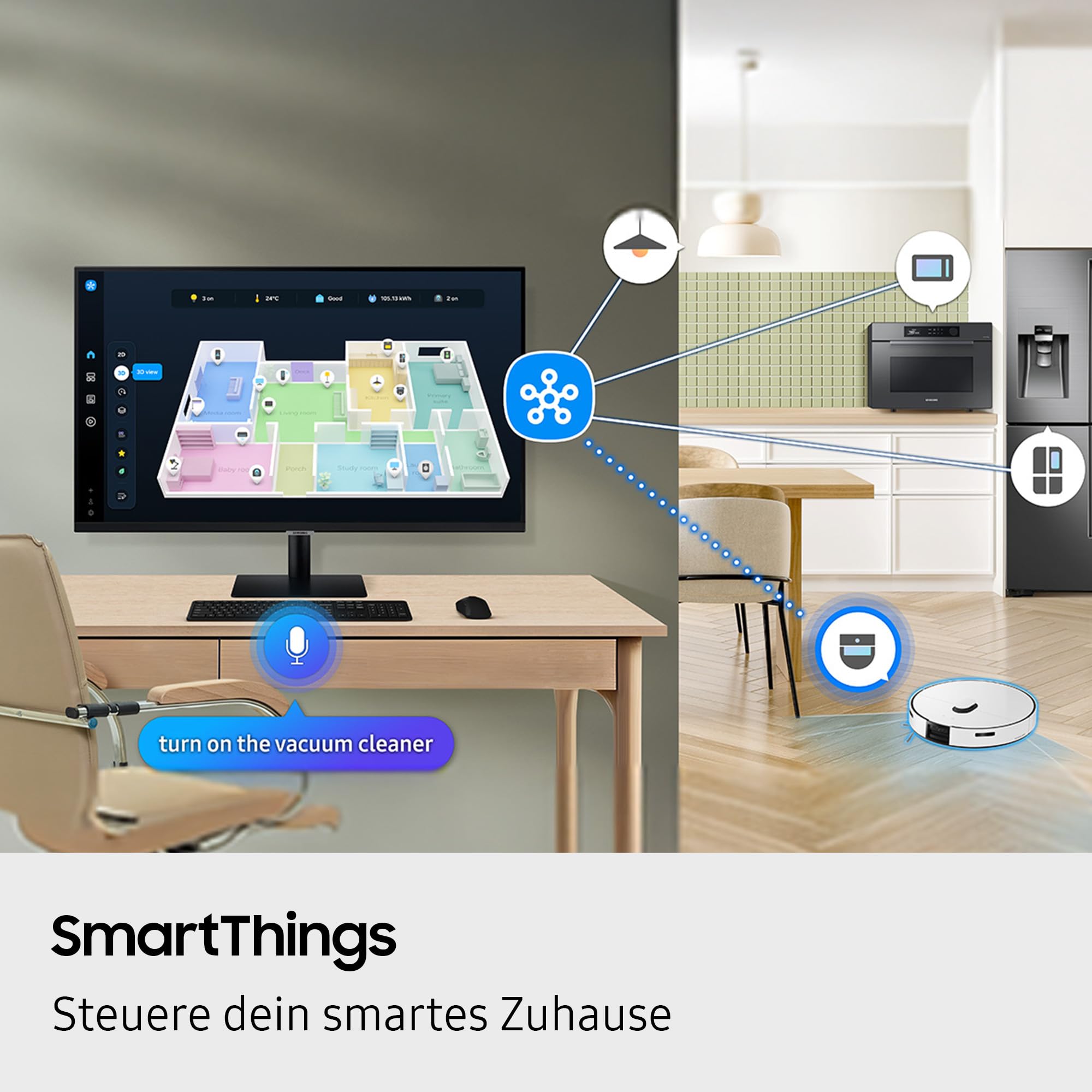 Samsung M70F 32 Zoll 4K Smart AI Monitor VA-Panel 3840x2160 60Hz HDR10 USB-C HDMI