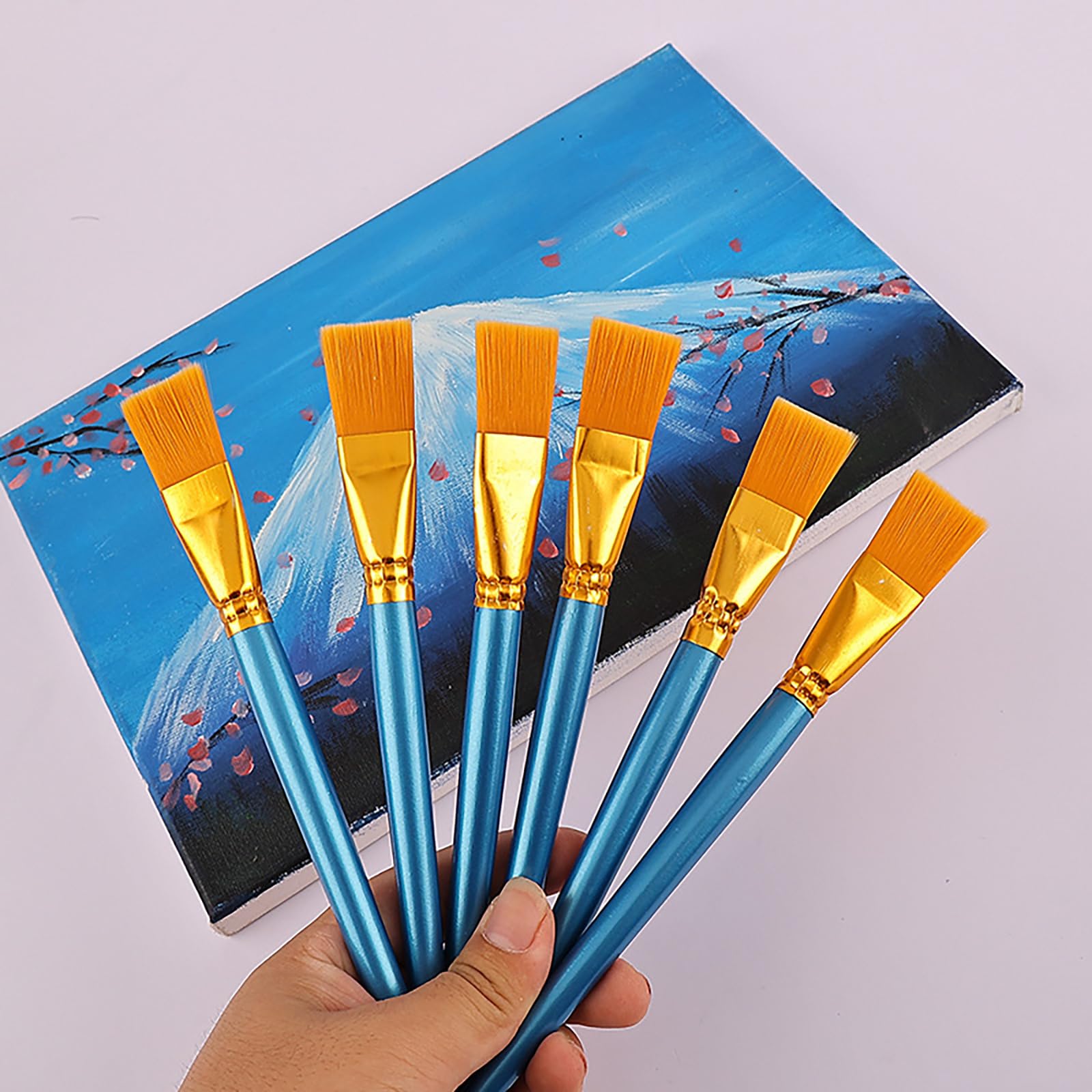 10 Pinceles para Pintura acrílica de 1 Pulgada, Pinceles de Nailon para Pintura acrílica, Juego de Pinceles Grandes para Pintura al óleo y acrílica.