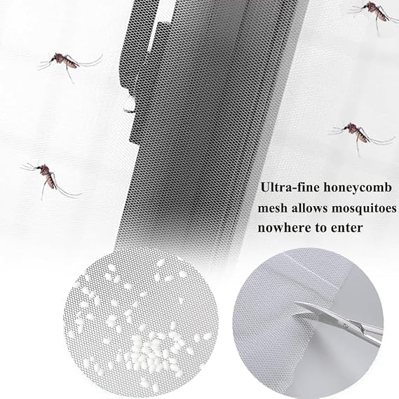 Mosquito Netting, 150 * 200 cm, 2 Pack Window Nets to Keep Bugs Out, Fly Screen Window Adjustable DIY, Self-Adhesive Insect Mesh Curtain Fly Bug Bee Protector Screen, for Multiple Windows