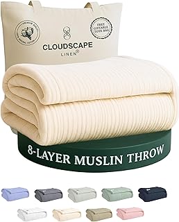 CLOUDSCAPE 8 Layer Muslin Throw Blanket - 100% Cotton, Super Soft 50