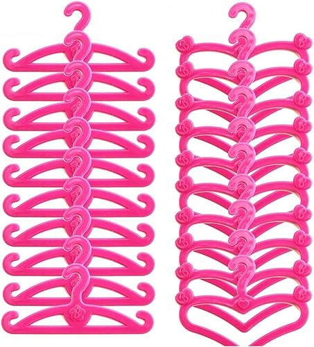 Miniatura 2 de E-TING 60 perchas de plástico rosa y 1 estante para zapatos de muñeca, estante para zapatos, estante con 20 pares de botas de tacón alto para