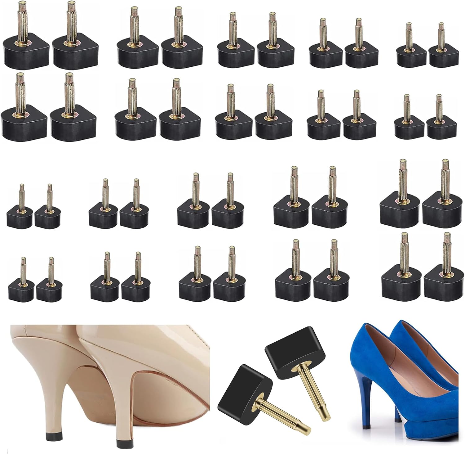 10 Pairs High Heel Tips Kit - U Shaped Cap Cover Shoe Protectors With Dowels for Shoes