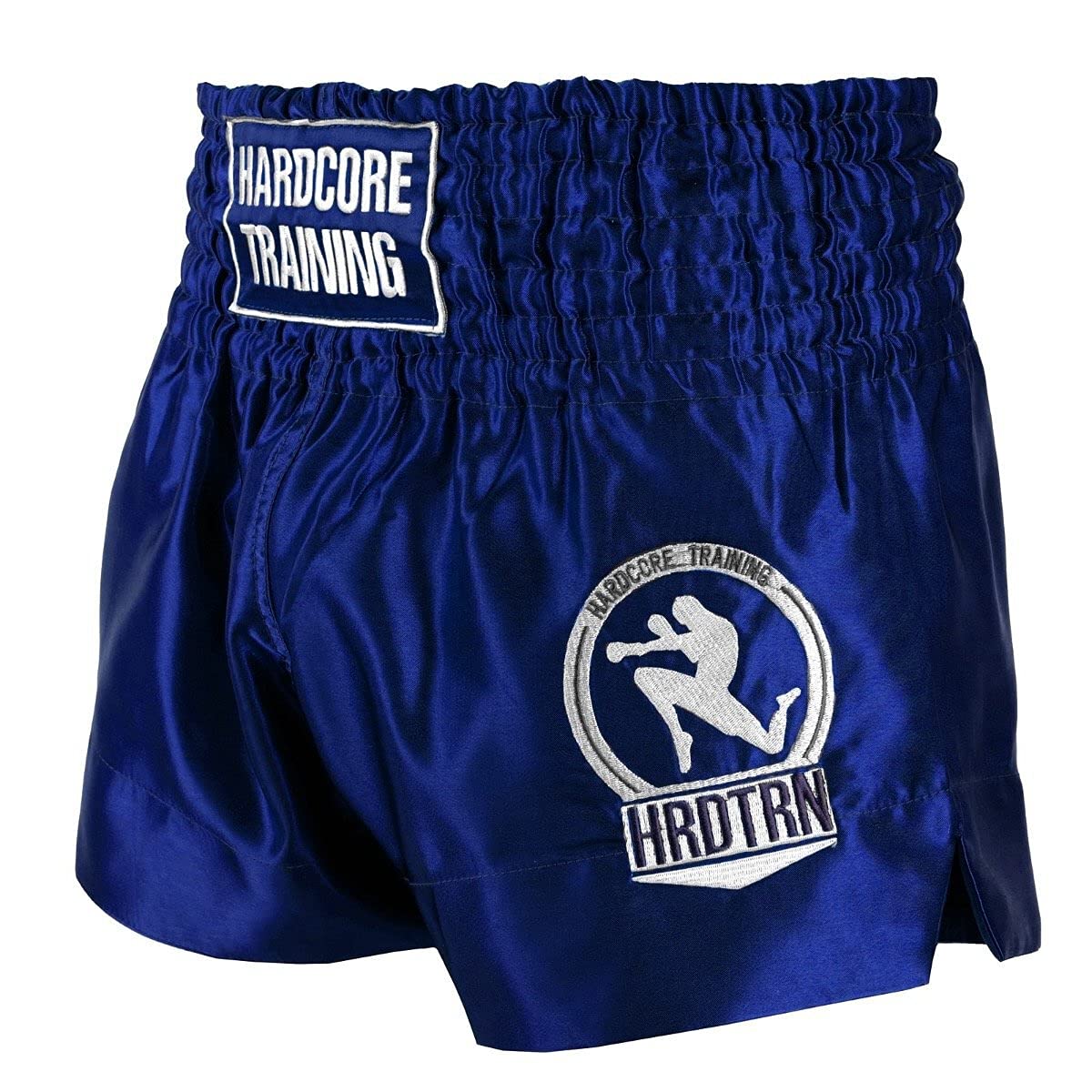 Hardcore Training Pantaloncini classici da Muay Thai, da uomo, per boxe, BJJ, MMA, Blu, L